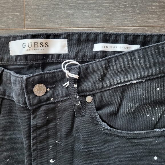 Guess Archive Black Wash W/Destroy Regular Denim Short - Picture 3 of 11